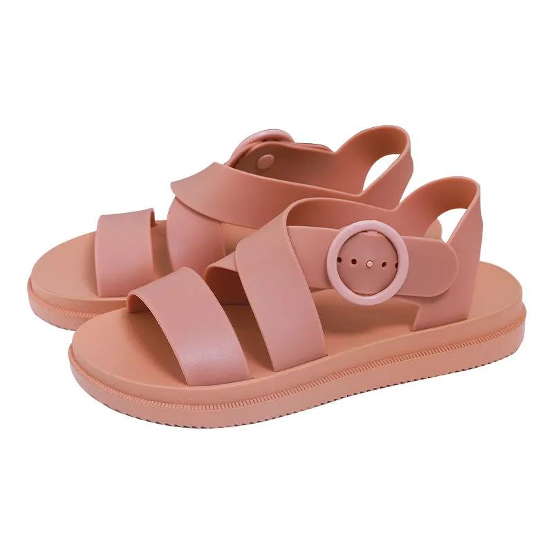 Women's Fashion Candy Sandals Flat Bottomed Outdoor Solid Color Leisure Fashion Comfortable and Breathable Outdoor Beach