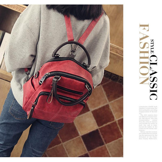 Cowhide Backpack Women Fashion Trend Wild Student Backpack Large Capacity Shoulder Bag Handbag Women