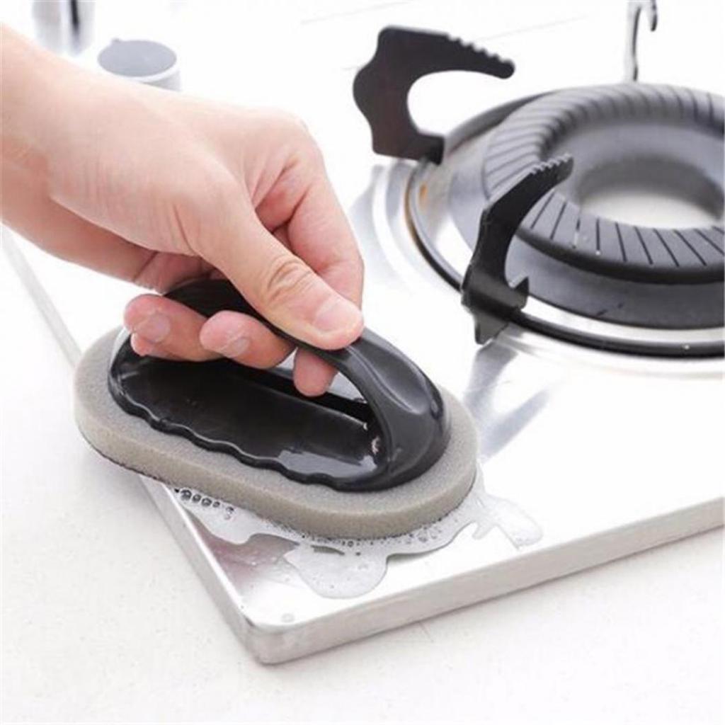 6pcs Emery Sponge Brush Eraser Scrub Handle Grip Sink Pot Bowl Kitchen Cleaning Tool