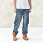 Blue Jeans Plus Size Cargo Jean Trousers Loose Casual Jeans Pants Fall Winter New Mens Baggy Hip Hop Jeans Streetwear Skateboard Denim Pants 40 42 44