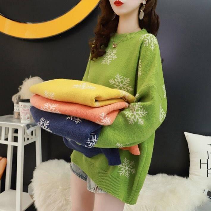 Multi-color Snowflake Women Soft Sweater Solid Color Turtleneck Bottoming Knitwear Crop Top
