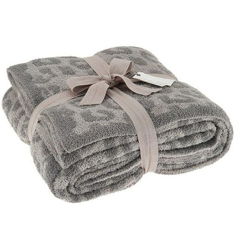 Woolen Blankets Children's Knitted Leopard Blankets Plus Fleece Throw Blankets for Kids Adult