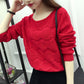 Fashion Long-sleeved Solid Color Sweater Spring and Autumn Women's Round Neck Loose Short Sweater