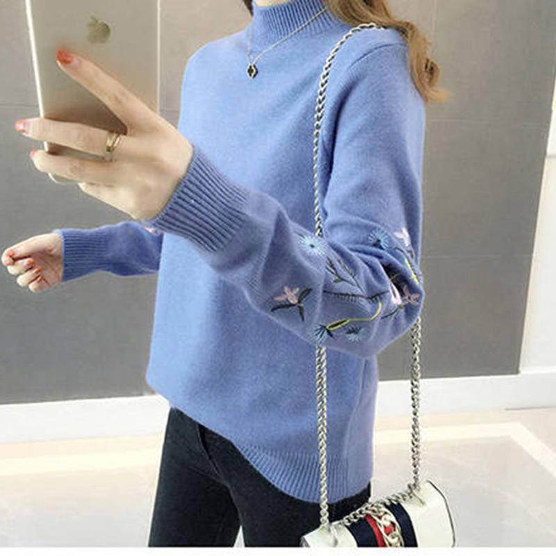 Pofulove Women's pullover knit Raglan long sleeved  Half turtleneck sweater coat  Loose Lady pullover Top Sweater Warm  winter