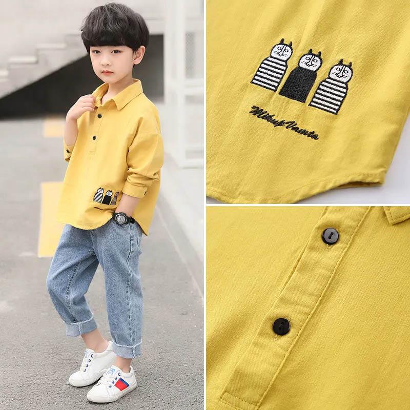 Children's Clothing Boys Spring and Autumn Suits Children's Casual Sports Cool Long Sleeve Shirts and Jeans Two-piece Sets