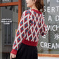 Sweater Women Autumn Winter 2021 Knitted Vintage Sense V-neck Christmas Peach Heart Short Top Sweater