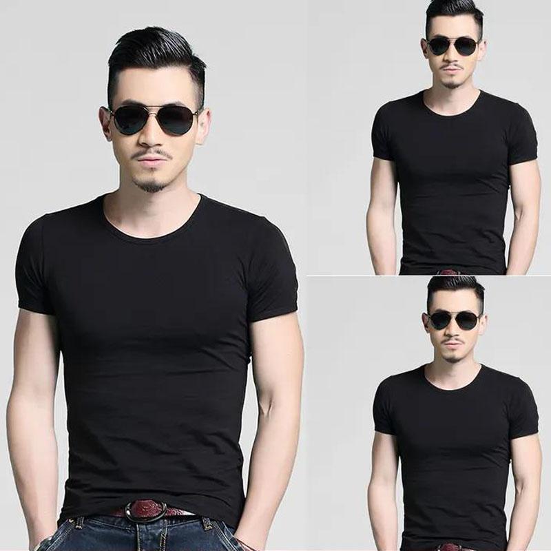 3 Pcs Men Slim T-shirt Stretch Tees Muscle Shirt Casual Pullover Half Sleeve Overshirt Solid Color Top Male Sport Clothing