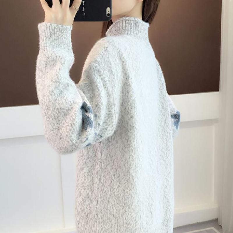 Autumn and Winter Women's Sweater Turtleneck Loose Thick Warm Pullover Korean Print Top