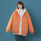Zipper Cardigan Lamb Plush Hooded Sweater Plus Velvet Thick Winter Loose Jacket Casual Top Comfortable Sports Top Warm Cotton Clothes