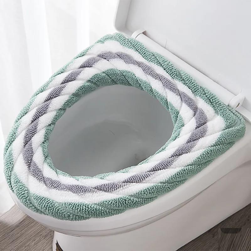 2PS Toilet Seat Cushion Household Toilet Seat Cushion Winter Thickened Plush Toilet Seat Cover Toilet Seat Washer Washable