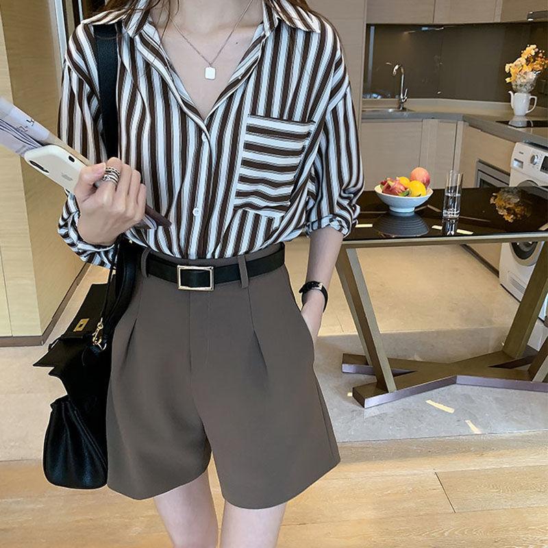 WTEMPO Shorts Women Spring and Summer High Waist Slimming Casual Loose A-line Wide-leg Pants Drape Suit Pants