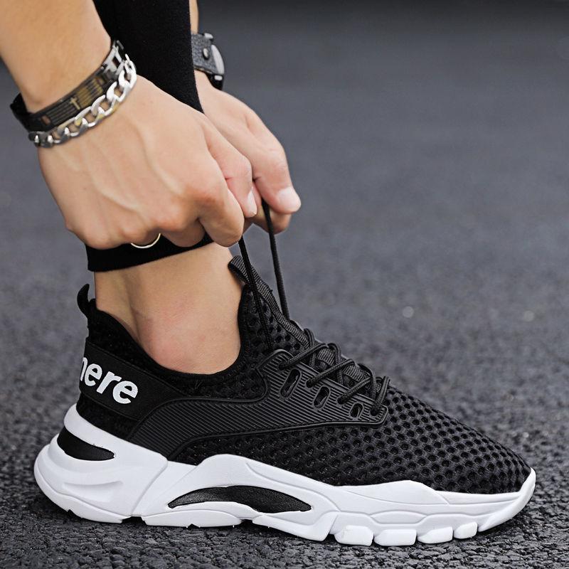 Summer Thin Sports Shoes Men's Breathable Mesh Surface Trend Casual All-match Light Running Shoes