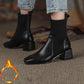 Chelsea Boots Martin Boots Women Autumn and Winter Elastic Boots Leather Snow Boots Plus Velvet Cotton Boots Winter Boots