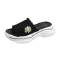 Size35-39 Summer Women Slippers Bohemian Beach Lightweight Slippers Wedge Platform Crystal Letter Sandals Outdoor High Heels