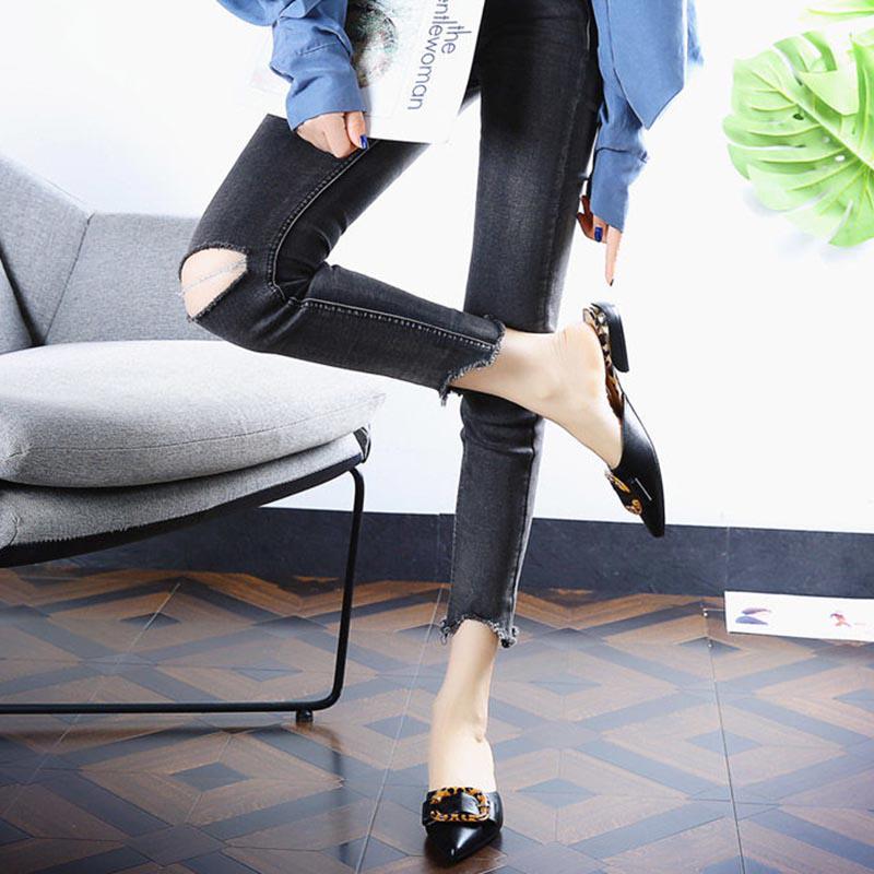 35-39 Summer Women All-match Shiny Slippers Outdoor Diamond High Heels Bohemian Beach Wear-resistant Non-slip Office Lady Pointed Sandals