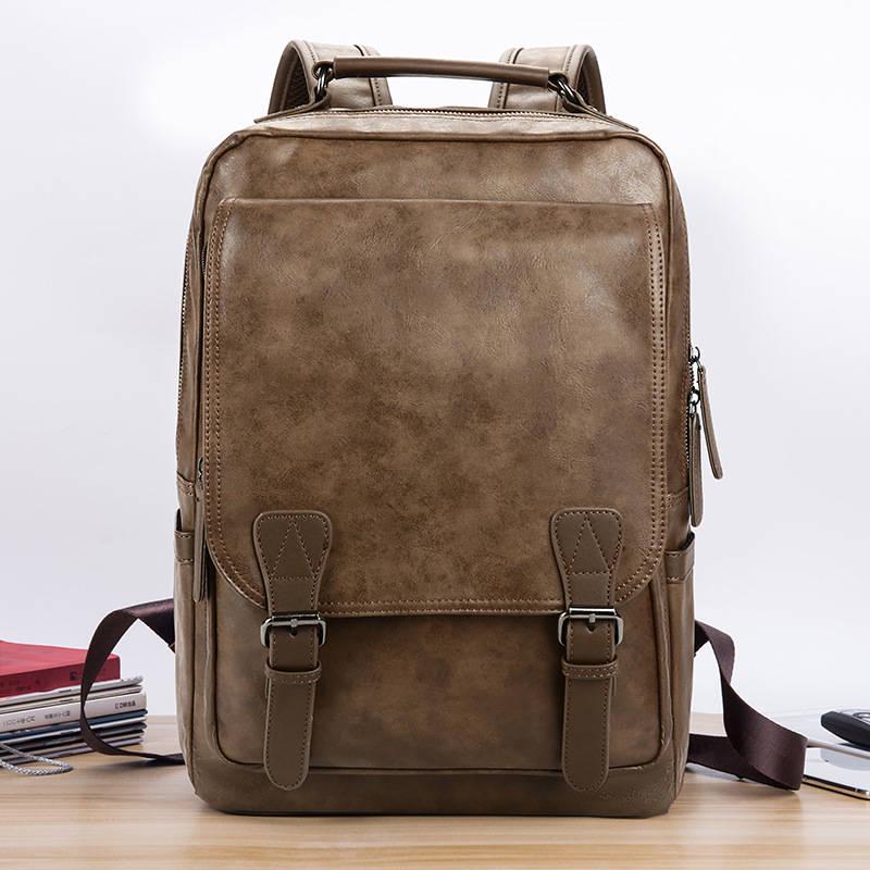 Men Leather Backpack Youth Travel Rucksack School Book Bag Male Laptop Business bagpack Shoulder Bag