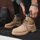 High Top Mens Martin Boots Solid Army Boots Flock Rubber Winter Men's Ankle Boots Shoes