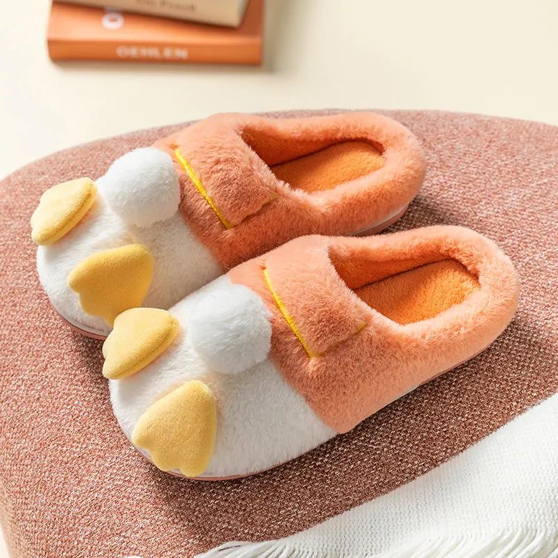 Women Winter Thick Soled Household Warm Slippers Cute Cartoon Non-slip Indoor Bedroom Slippers