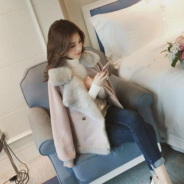 Autumn and Winter Korean Style Loose Fur One Locomotive Suede All-match Casual Short Lamb Wool Coat Women