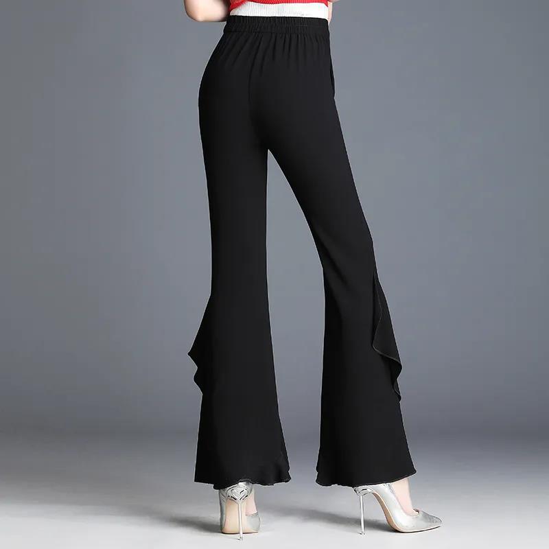 WTEMPO Summer Women Casual Ladies Flare Long Pants  Bell Bottoms Large Size M-XXXL Trousers