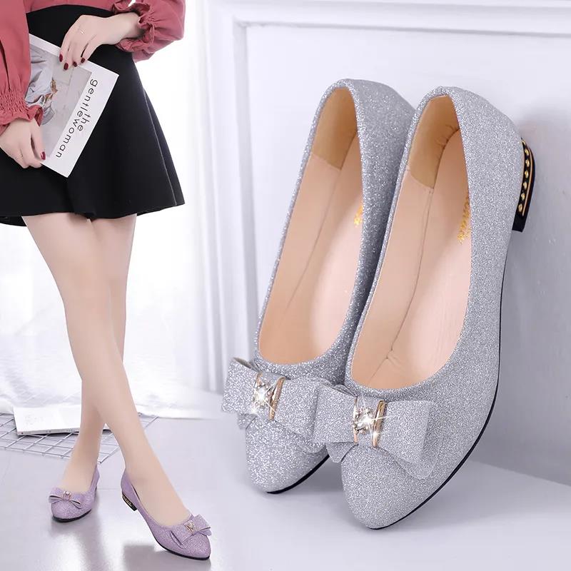 Spring and Summer Pumps Women's Pointed Toe Low-heeled Shoes Korean Style Thick-heeled Work Shoes