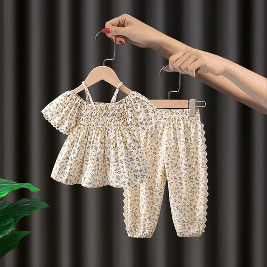Two-piece Girls' Suits Net Celebrities Western Style Fashionable Children's Summer Clothes