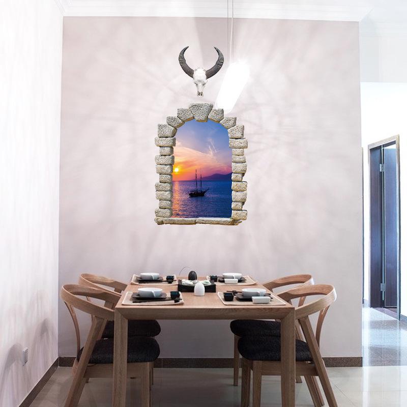 3D landscape fake window living room porch bedroom TV decorative wall sticker PVC removable