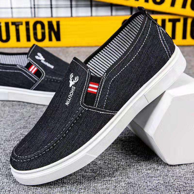 Men's Spring Canvas Shoes Old Beijing Cloth Shoes Dad Flat Comfortable Driving Shoes Slip-on Casual Shoes Husband Shoes