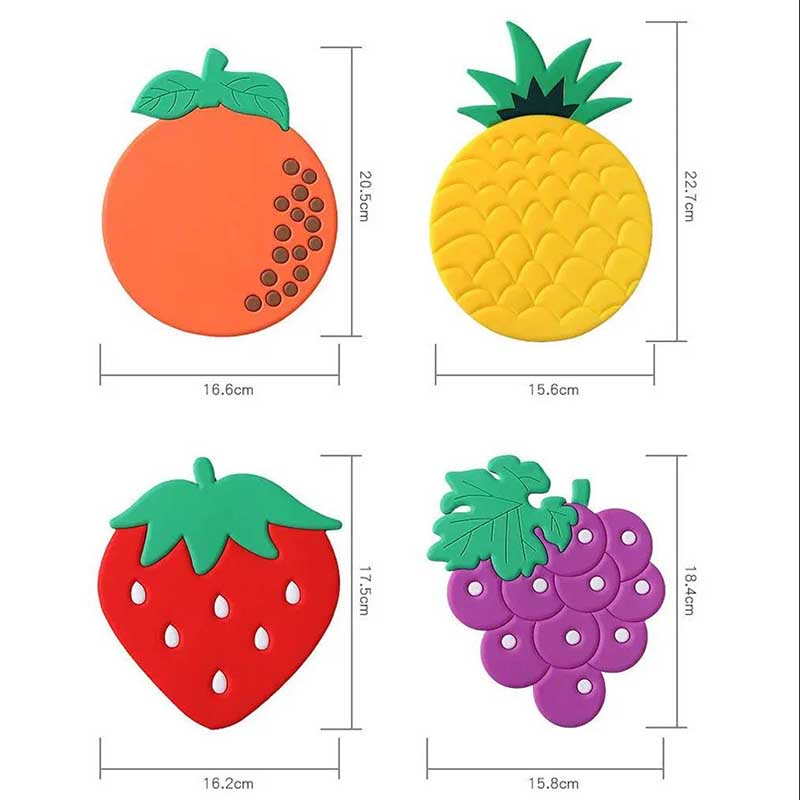 1pcs/2pcs/4pcs Cartoon Fruit Cute Table Mat Silicone Mat Non-slip Anti-scalding Coaster