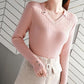 Women's V-Neck Knit Sweater Fashion Slim Solid Color Sweater Outer Wear Pullover