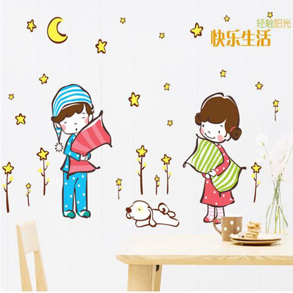 Wall sticker good night cartoon children's room bedroom baby good night boy girl puppy