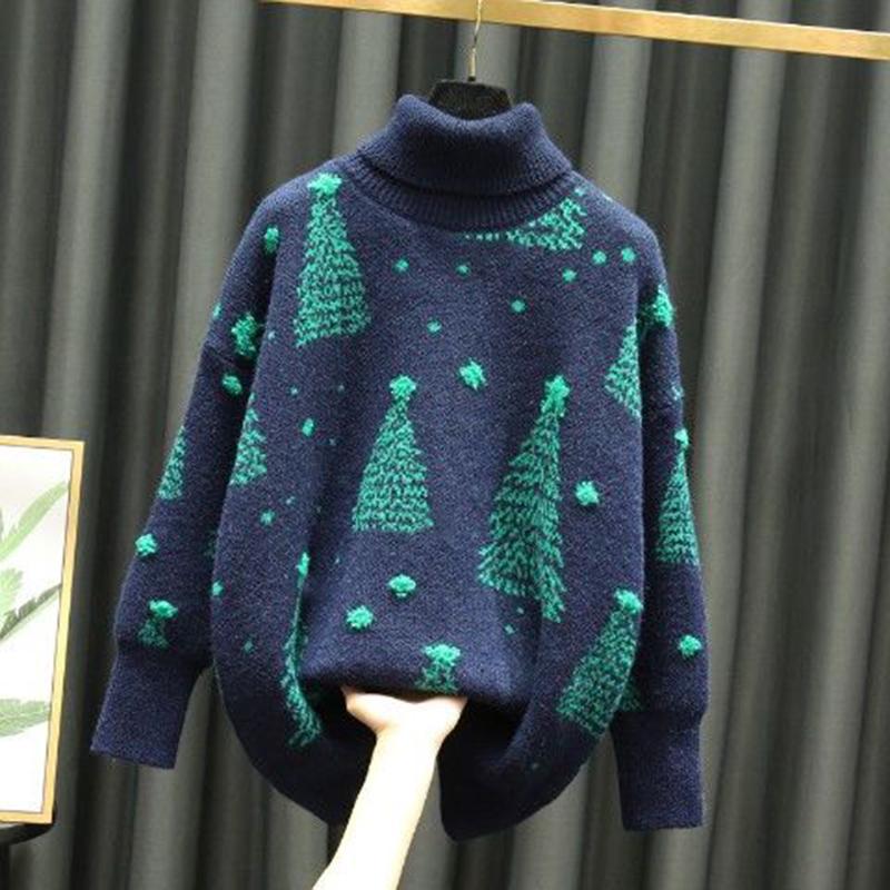 Autumn Winter Turtleneck Sweater Women Casual Loose Long-sleeved Sweater Pullover Fashion Knitted Bottoming Shirt