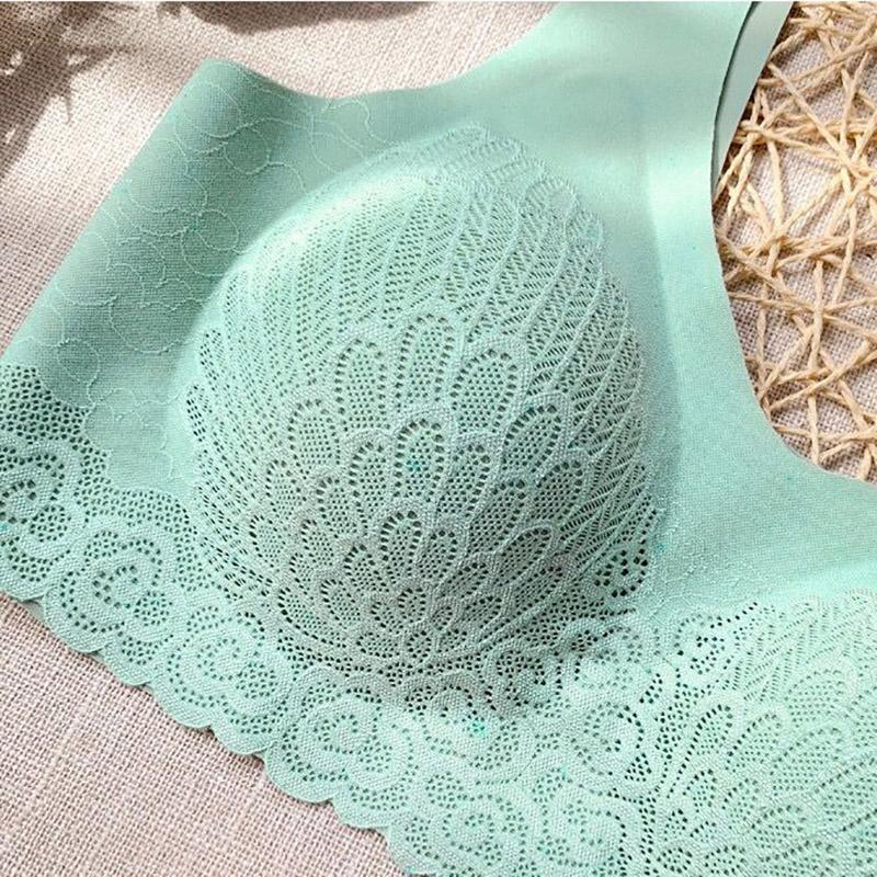 Thai Latex Anti-mite No Steel Ring No Traces Collection Side Milk Gathered Beauty Vest Vest Lace Skin-friendly Soft Bra