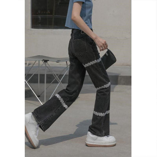 High-waisted Straight Jeans Women's Spring New 2022 New Design Niche Fashion Western-style Wide-leg Pants