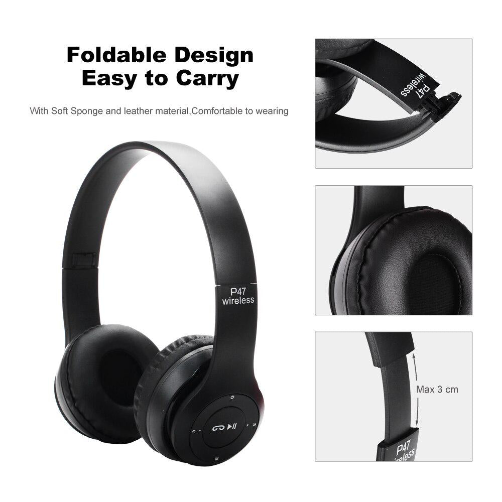 Wireless Headset Bluetooth Foldable Earphone with Mic FM Radio Strong Bass Music For Phone Pad PS4