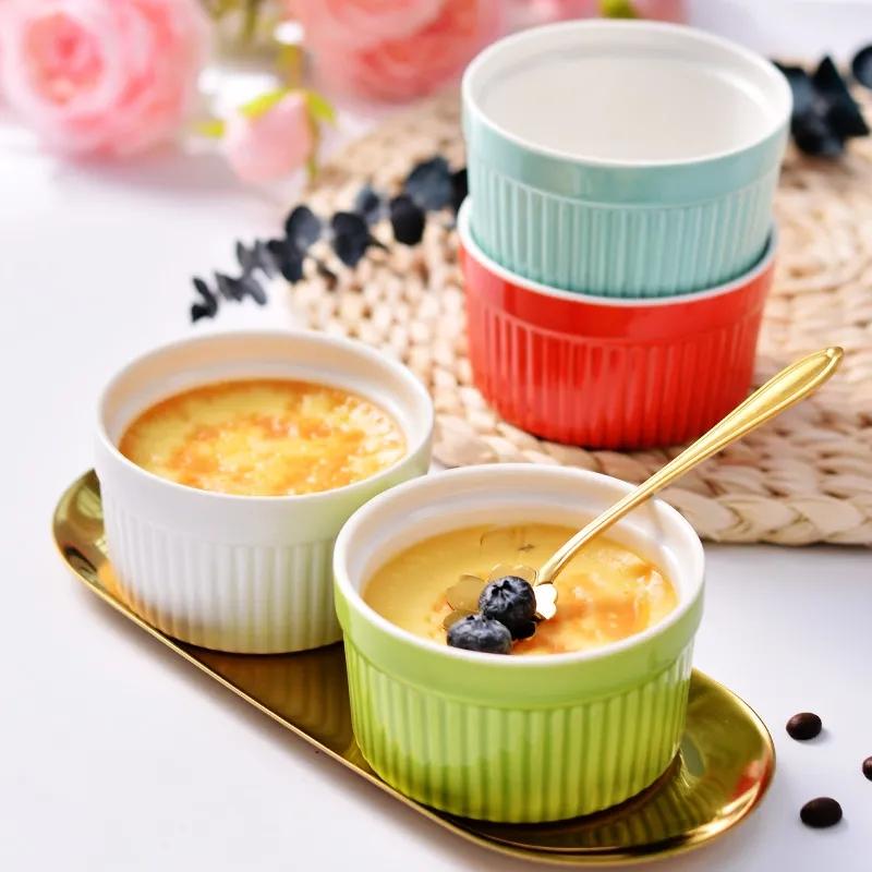 Nordic Household Single Baking Bowl Baked Dessert Pudding Cute Ceramic Bowl Steamed Egg Mold Small Bowl
