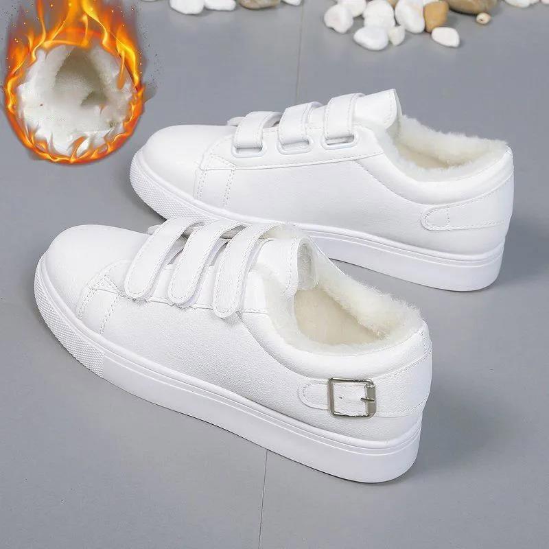Winter Women Small White Shoes Women's Autumn and Winter All-match Flat Shoes Plus Velvet Warm Shoes Casual