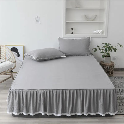 One-piece Solid Color Mattress Cover Washed Cotton Bed Sheet Simmons Protective Cover Elastic Non-slip Mattress Cover