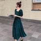 Dress Women's Waist Chiffon Over The Knee Square Collar Retro Casual Fashion French Summer Skirt