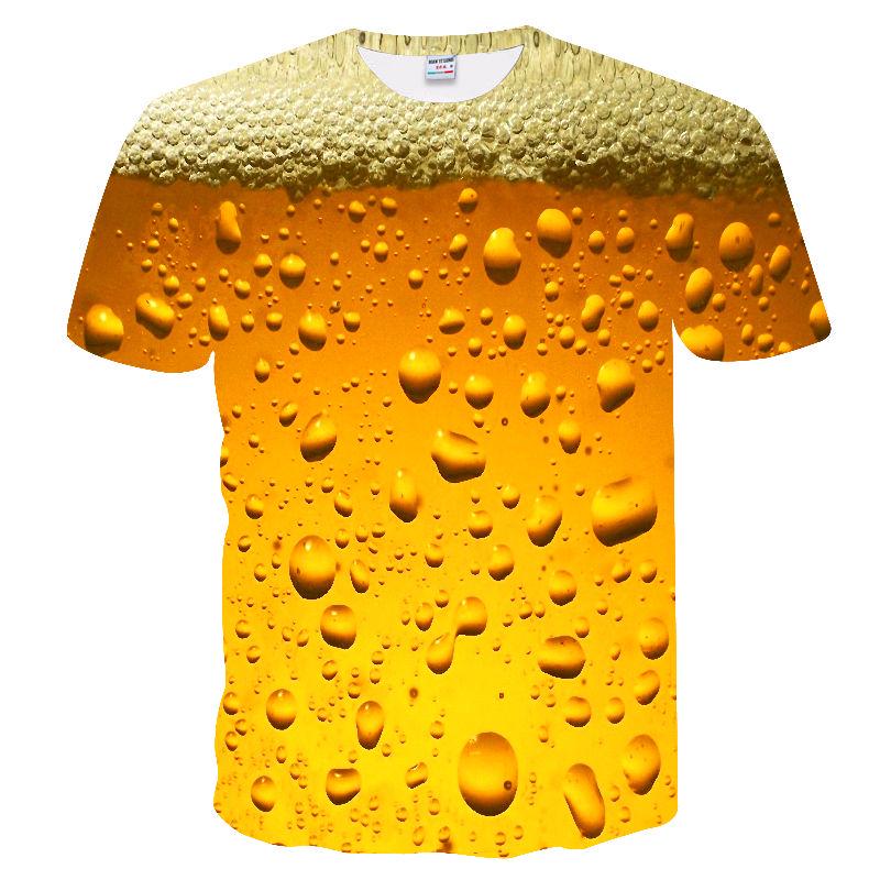 Cool Male T-shirt Men 3D Shirt Print Beer Bottle Cap Short Sleeve Summer Tops