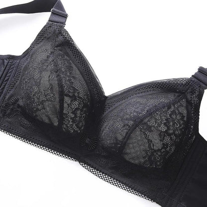 Women's Sexy Lace Large Size Underwear for Big Breasts Comfortable Adjustable Ultrathin Bra Female Full Cup Underwear Gather No Steel Ring Brassiere