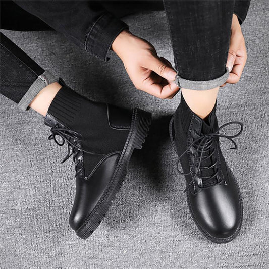 Summer Men's Martin Boots Boys British Style Mesh Boots Men's High-top Shoes