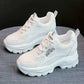 Women's 7cm Height Increase Shoes White Shoes Casual Shoes Mesh Breathable Sneakers Light Color High Heels Sports Casual Shoes