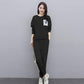 Sportswear Suit Women Loose and Thin Pullover Sweater Casual Two-piece Round Neck Long-sleeved Shirt + Casual Sports Pants Warm and Comfortable