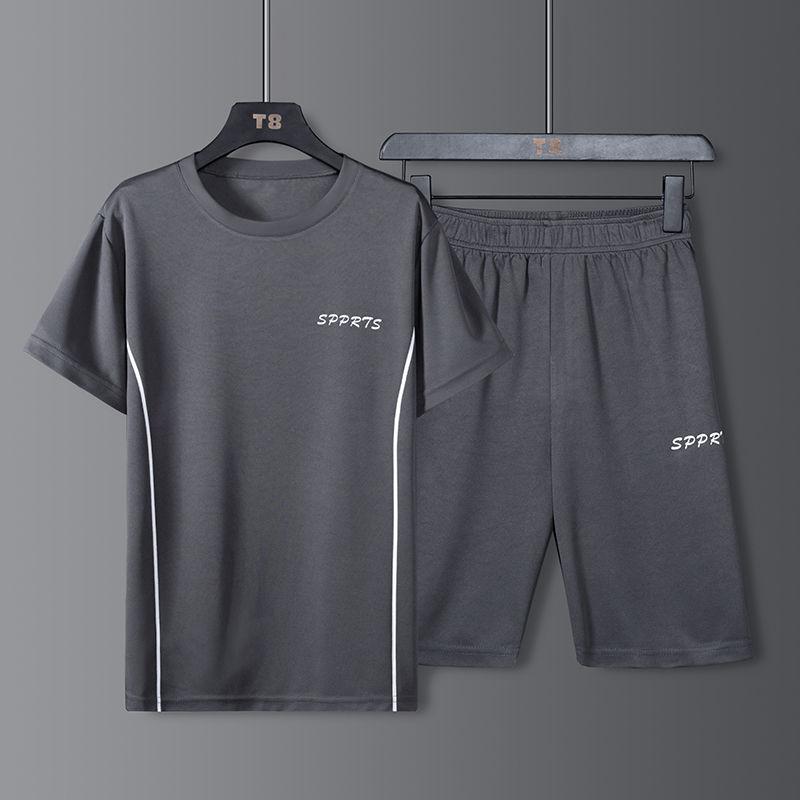 Suit/T-shirt Summer Quick-drying Sportswear Suit Men's Short-sleeved Shorts Ice Silk Ultra-thin Casual Suit Tide