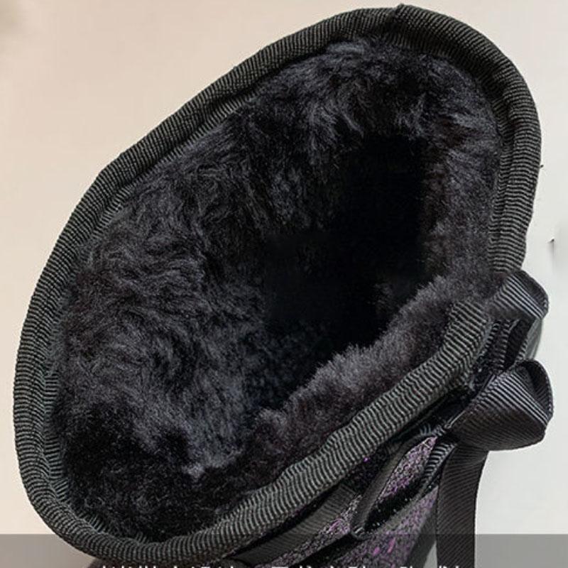 Bowknot Snow Boots Women's Winter Korean Version of Wild Plus Velvet Thick Warm Bread Shoes