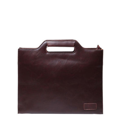 Business Briefcase Men Vintage Brown Leather Zipper Styling Tote Shoulder Diagonal Computer Bag