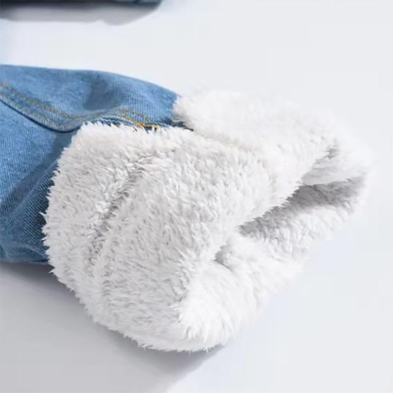 Men's Winter Lamb Velvet Denim Jacket Plus Velvet Padded Jacket Korean Style Slim Fashion Youth Top