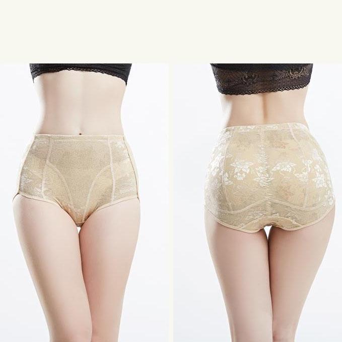 Women's Spring Summer Large Size Causal Briefs High Waist Solid Color Seamless Lace Hip Lift Panties