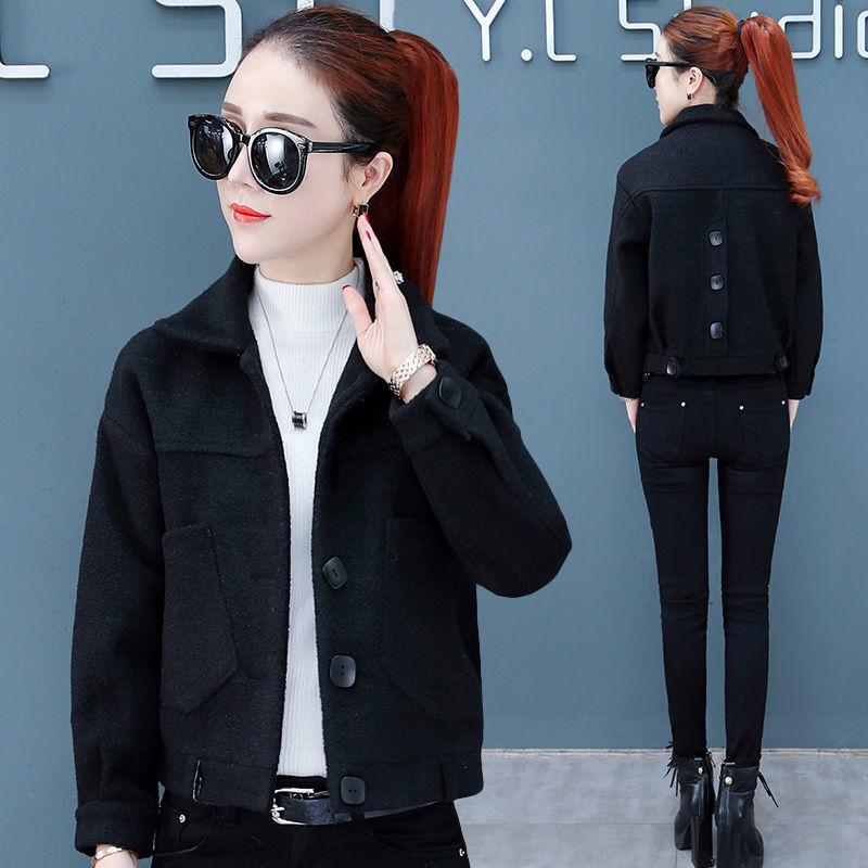 Short Woolen Coat Jacket Female 2019 Autumn Popular Loose Thick Woolen Coat Women Clothing